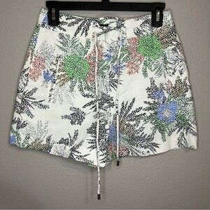 ZARA floral print side zipper cotton shorts women's size medium